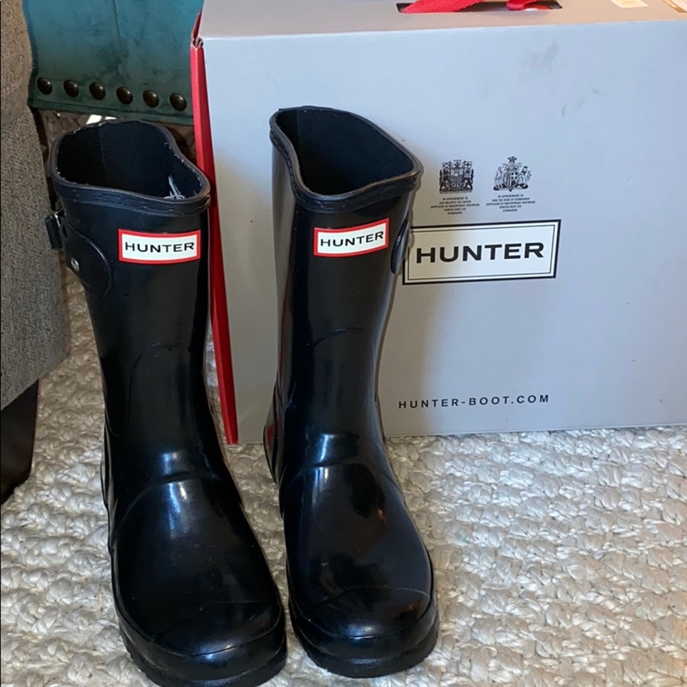 Short Black Hunter Rain Boots Original Gloss